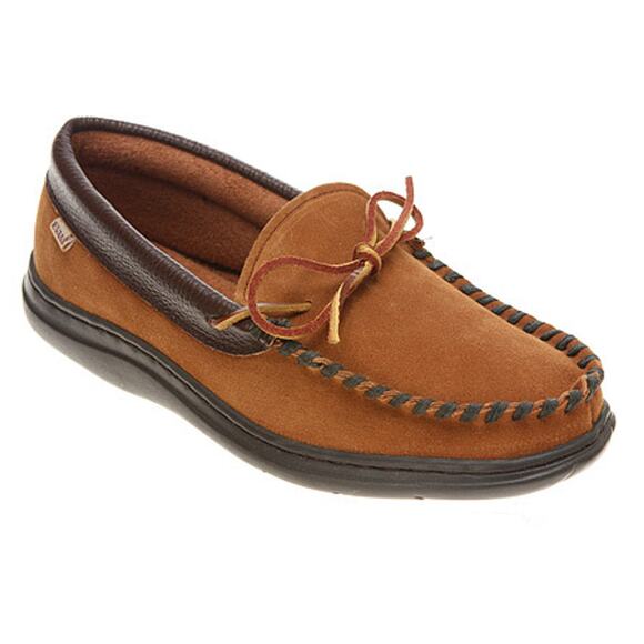 L.B. Evans Tan Suede Moccasin Slippers - Picture 1 of 10